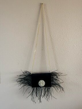 Lisa C Bijoux of Italy Velvet Crystal Gold Chain Mini Shoulder Bag